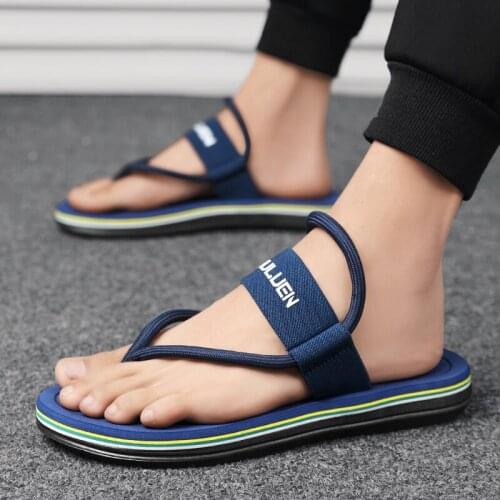 Men Clip Toe Shoes 2021 New Comfy Wear Resitant Non-slip Mans Slippers Summer Outdoor Elastic Band Light Fashion Male Sandals