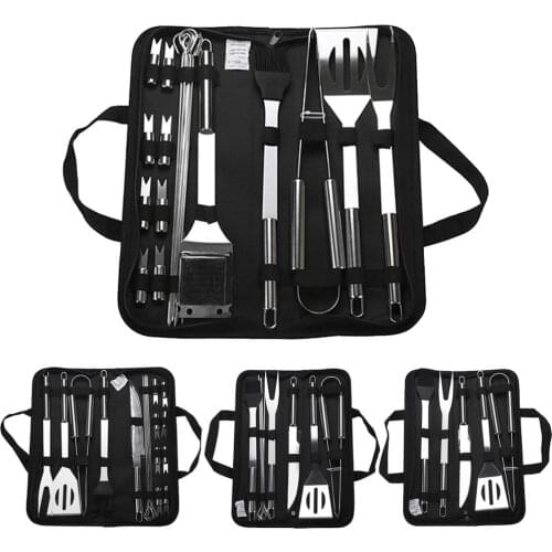 Stainless Steel Barbecue Grilling Tools Set BBQ Utensil Accessories Camping Outdoor Cooking Tool Storage Bag Kitchen Supplies