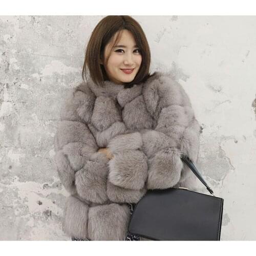 New fashion womens Real genuine natural fox fur coat women whole skin jacket warm winter overcoat outwear