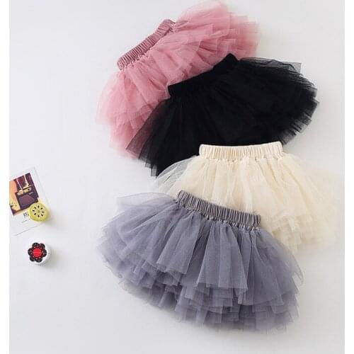 New Autumn Baby Girls Tutu Skirts Elastic Waist Princess Girl Pettiskirt Tulle Skirt 6 Layers Mesh Spring Ball Gown Mini Skirts