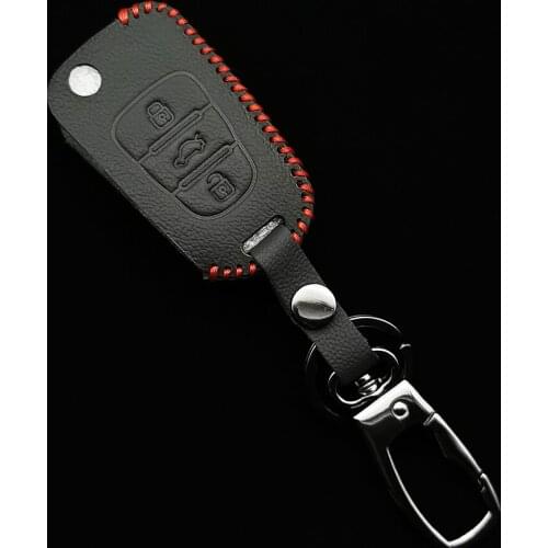 New Leather Car Key Cover For Hyundai I20 I30 IX35 I35 Accent Kia Picanto Sportage K5 3 Buttons Flip Folding Remote Key Case