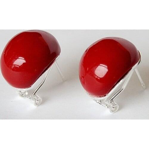 Charm 925 18mm Red Coral Beads Earrings ladys fashion jewelry natural gem/stone/coral/opal Marcasite Party, Luxury Dubai