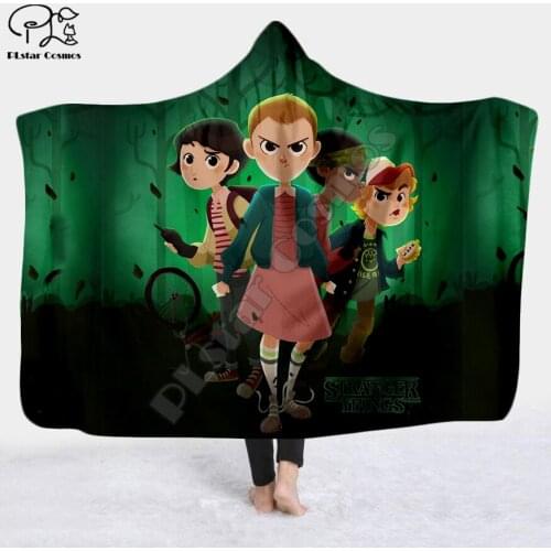 PLstar Cosmos Hooded Blanket for Adult stranger things Sherpa Fleece Wearable Throw Blanket Microfiber Galaxy Bedding style-1