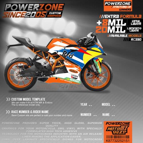 PowerZone Custom Team Graphics Backgrounds Decals 3M Stickers Kit For KTM RC390 2014-2016 2017-2019 151