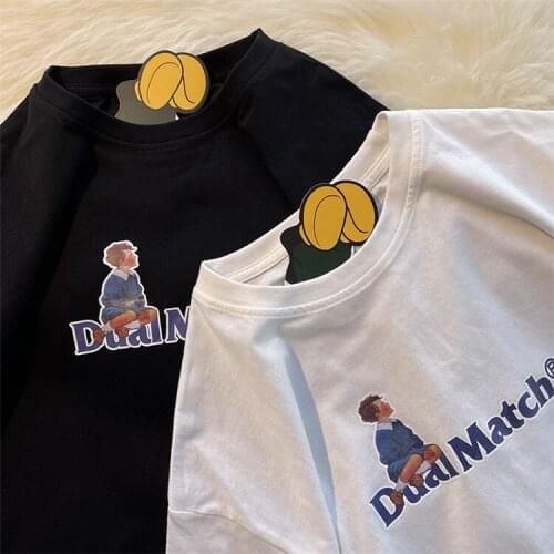 Letter Simple Tide Brand T-shirt Female 300 Kg Large Size T-shirt Couple Loose Retro Style Short-sleeved Half-sleeved M-5XL