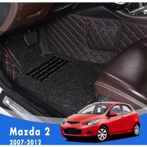 For Mazda 2 2012 2011 2010 2009 2008 2007 Luxury Double Layer Wire Loop Car Floor Mats Carpets Auto Interiors Decor Foot Pads