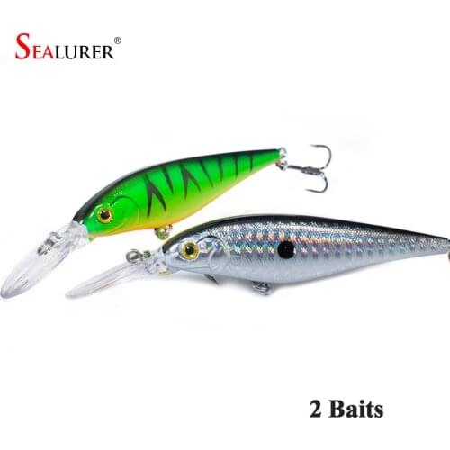 2pcs Quality 11cm 10.5g Hard Bait Minnow Fishing lures Bass Fresh Salt water Fishing lure 6#hook Pesca Artificial Bait Spinners