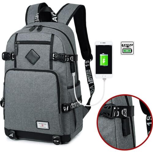 15.6 Inch Laptop Backpack USB Charging Oxford Solid Backpack Men Travel Backpack Water-resistant School Bag Male Mochila