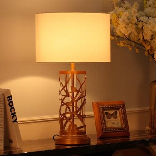 American-Style Country Glass Bedroom Bedside Table Lamp Fashion Living Room Wedding Decoration Modern Simple Table Lamp