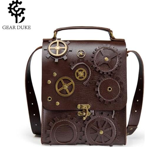 Gear Duke Steampunk PU Leather Waist Bag Vintage Gothic Steampunk Fanny Waist Leg Bag briefcase