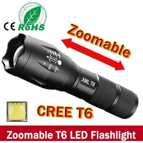 E17 XM-L T6 3800Lumens led Torch Zoomable LED Flashlight Torch light For 3xAAA or 1x18650 Free shipping