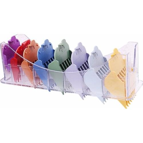 8PCS Universal Hair Clipper With Plastic Stand Limit Comb Guide Attachment Size Barber Replacement