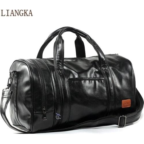 Large Capacity Travel Bag Multifunction Portable Travel Shoulder Duffle Bags High Quality Mens Tote Bag PU Leather Duffel Bag