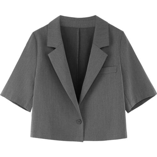 New Blazers Women Crop Top Single-button Short-sleeveloose Summer All-match Leisure Short Outwears Trendy Korean