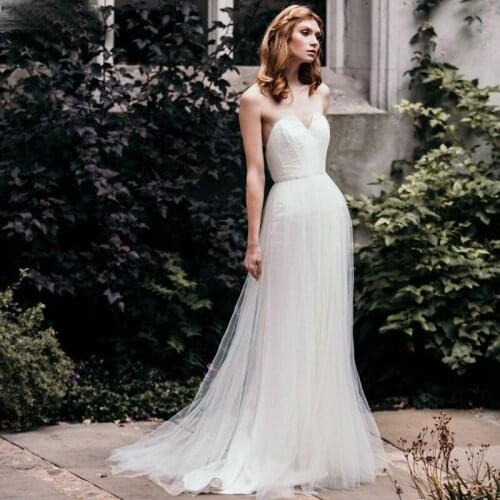 Strapless Sweetheart Wedding Dresses Lace Up Beading Sequins Tulle A-line Elegant Plus Size vestido de Custom Made