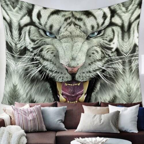 Animal White Tiger Tapestry Bedroom Home Decoration Wall Blanket Tapestry Bedroom Wall Hanging Yoga Mat