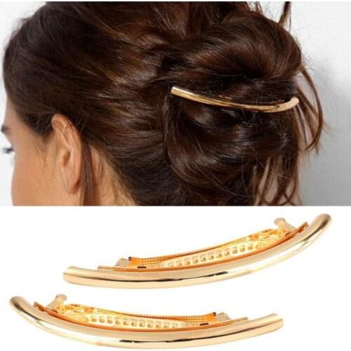 1PC Metal Headdress Hair Clip Curved Shaped Long Hairpin Women Girls Hair Clip Hair Accessories Party Wedding Hair Styling Tools