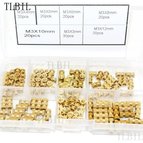 150Pcs/Set M3 Brass Knurl Insert Nuts Threaded Assortment Set Kit with Plastic Box