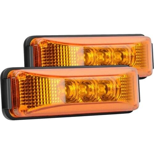 2PCS 24V 3.9Inch 3 LED Truck Trailer Light Front Rear LED Side Marker Lights Clearance Indicator Lamp Waterproof