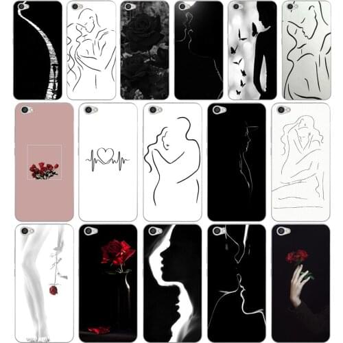 242H Art White Line Kiss Love Heart Flower Rose Silicone Soft Tpu Cover phone Case for xiaomi redmi 4a 6a 4x note 5a pro mi a1
