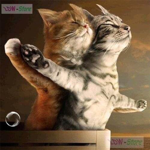 5d mosaic diamond painting cross stitch diamond embroidery Romantic cat lover icons full square/round rhinestones gift WG567