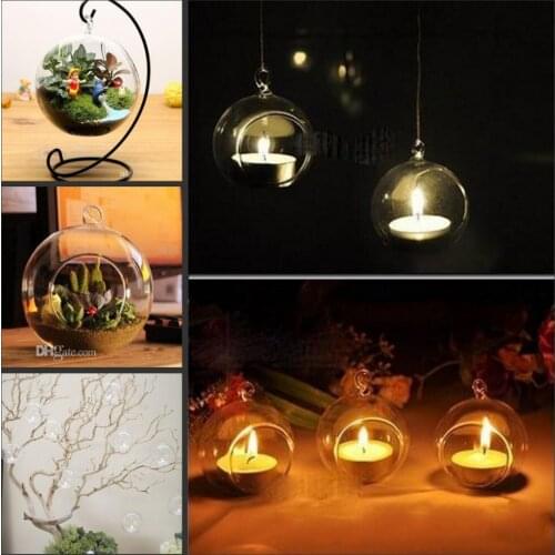8cmClear hanging glass candles holder Glass Ball Tea Light Holders Wedding Candlestick Indoor Planter Terrariums For Home Decor