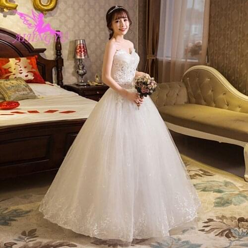 AIJINGYU 2021 white Customized new hot selling cheap ball gown lace up back formal bride dresses wedding dress WK537