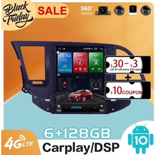 128GB Android 10.0 Tesla Style for Hyundai Elantra 2016 - 2018 Carplay GPS Car Navigation Multimedia Video Player Stereo Radio