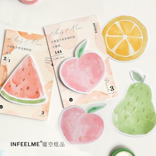 Fruit basket series Memo Pad Cartoon Peach Musical Paper Post It Sticky Notes Writiing Pads For Girls School Stationery IME2560