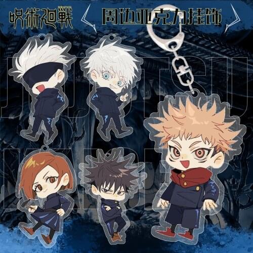Jujutsu Kaisen Gojo Satoru Keychains Yuji Itadori Megumi Fushiguro Nobara Kugisaki Acrylic Double Sided Key Ring Cosplay Props