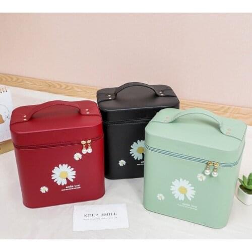 PU Cosmetic Case Portable Cosmetic Bag Large Capacity Custom Travel Storage Box Waterproof Toiletry Printing Makeup Suitcases