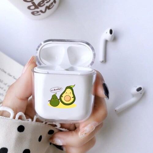LAUGH LIFE Transparent Avocado Luxury Earphone Case For Airpods Case Hard Earphone Protective Cover For Airpods Accessories