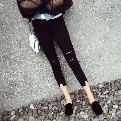 Black Pencil High Waist Pants Gothic Hole Hollow Out Bodycon Women Long Trousers Casual Streetwear Vintage Pants 2021 D146