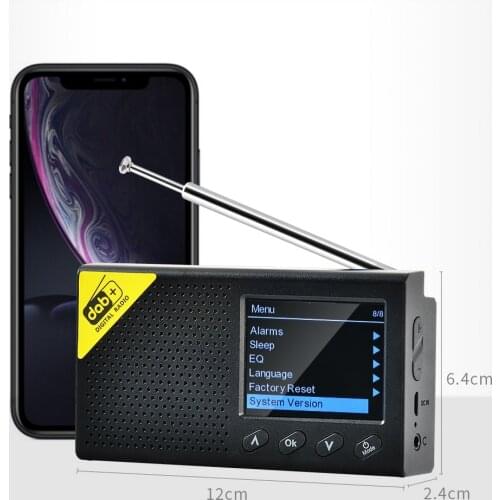 2.4 Inch DAB/DAB+ Digital Broadcasting FM Receiver Portable Speaker Bluetooth Alarm Clock Rechargeable Lightweight Home Radio
