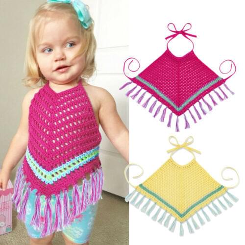Baby apron Kid Newborn Toddler Baby Girl Clothes Sleeveless Hanging neck Bodysuit Knitted Sunsuit Outfit