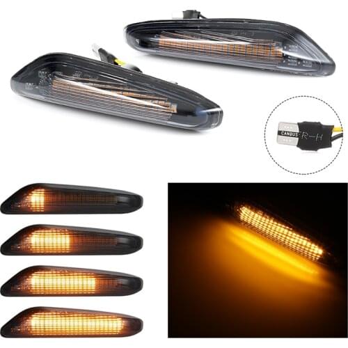 For BMW E90 E91 E92 E93 E60 E87 E82 E61 2pcs Smoke LED Side Marker Light Flowing Water Indicator Turn Signal Lights Error Free