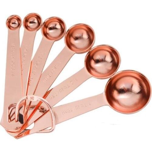 Stainless Steel Measuring Spoon Set Luxury Rose Gold Measuring Scoop Set Kitchen Measuring Tool Baking Accessories SN3775