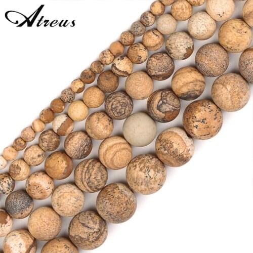 Chinese Painting Stone 4-12mm Matte Fashion Atreus New Natural Stone Round Beads For Jewelry Making Suitable For Men Or Women