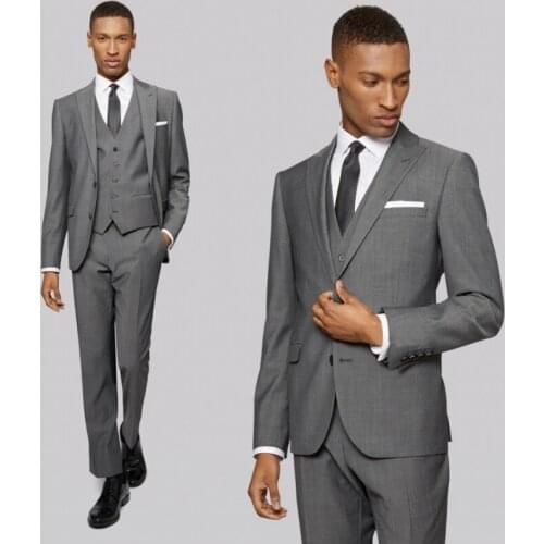 Classic Men Tuxedos 3 Pieces Set Peaked Lapel Slim Fit Suits Party Wedding Smart Casual Daily Coat