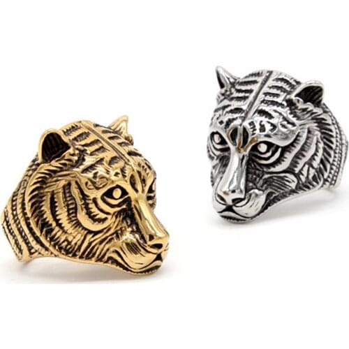 Stainless Steel Vintage Animal Tiger Ring Jewelry Best Gift For Mens Size 7-12
