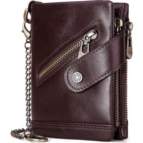 RFID Men Wallets Short Style High Quality Card Holder Male Purse Zipper Large Capacity Brand Crazy Horse Leather Wallet For Men