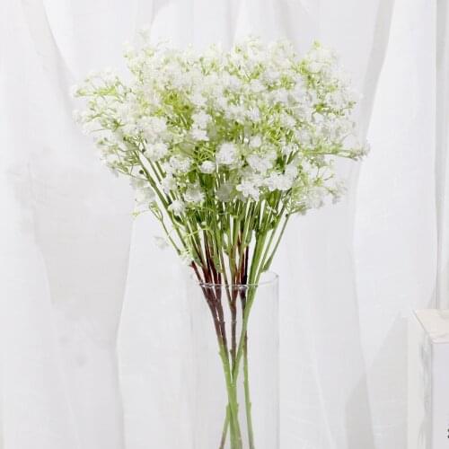 Latex Babys Breath Artificial Flowers Branch Long Wedding Home Decor White Silicone Gypsophila Fake Flowers Party Arrangement