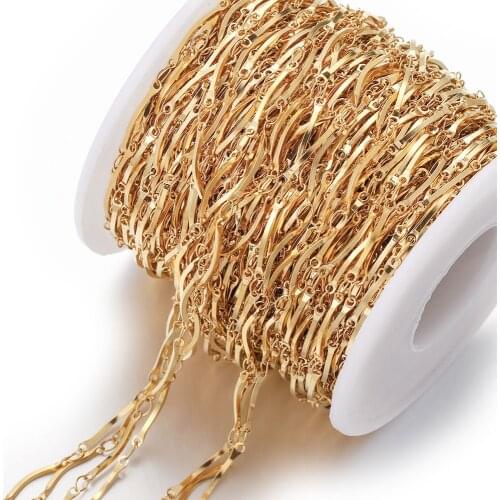 NEW 2M Lot Small Stainless Steel Curved Line Gold Chains for Necklace Bracelet Anklet DIY Jewelry Making Supplies Wholesale Bulk