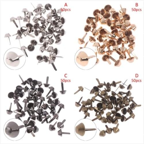 50pcs/lot Metal Crafts Purse Feet Rivets Studs Pierced For Purse Handbag Punk Rock Rivets Bag Leather DIY Accessories 12mm