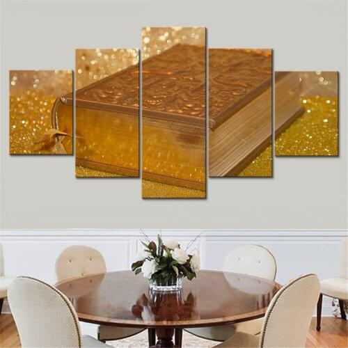 New HD Print On Canvas Modular Paintings Gold Color Bible Book Home Decor Wall Art Pictures For Living Room Posters