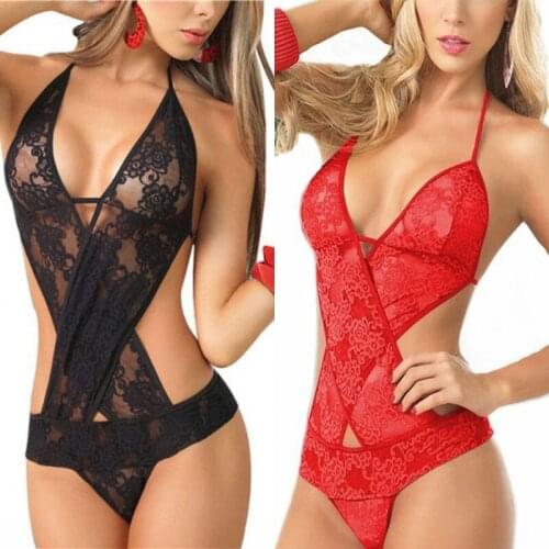 New Sexy Erotic Lingerie Hot Lace Perspective Babydoll Dress Teddy Lenceria Sexy Sleepwear Nightwear Sex Underwear Sexy Costumes