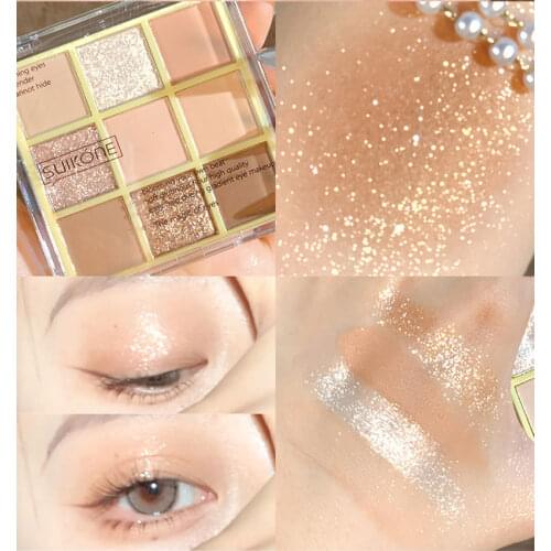 9 Colors Nude Shimmer Matte Eyeshadow Pallete Glitter Eyeshadow Long Lasting Waterproof Eye Pigments Shine Makeup Cosmetics
