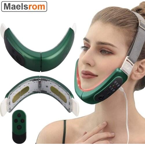 Chin V-Line Up Lift Belt Machine Red Blue LED Photon Therapy Vibration EMS Facial Lifting Device Face Slimming Massager V-Face