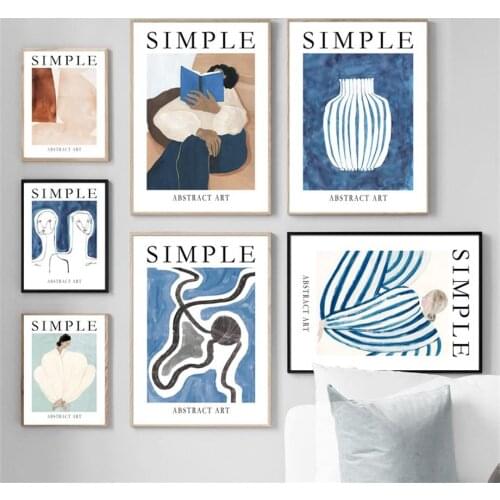 Girl Lines Vase Leaf Abstract Vintage Minimalist Posters And Prints Wall Art Canvas Painting Wall Pictures For Living Room Decor