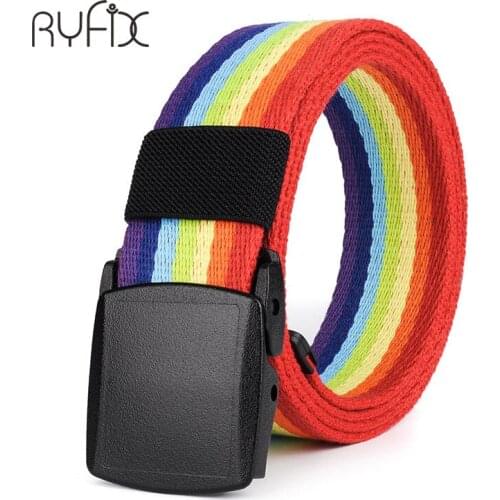 2021 black buckle rainbow canvas belt luxury brand men women military belt jeans casual straps ceintures for jeans NS42